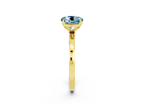 Yellow gold Round Cut Solitaire Diamond Ring with Thin Band and Four-Prong Setting_2