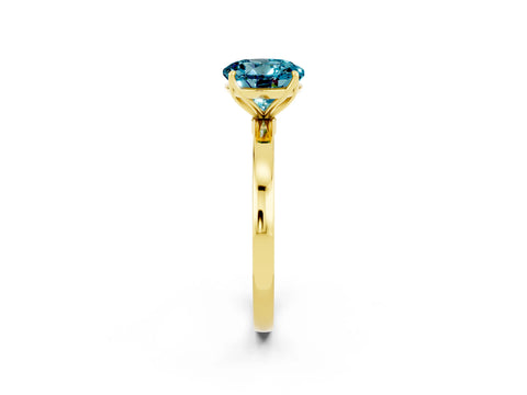 Yellow gold Round Cut Solitaire Diamond Ring with Thin Band and Four-Prong Setting_2