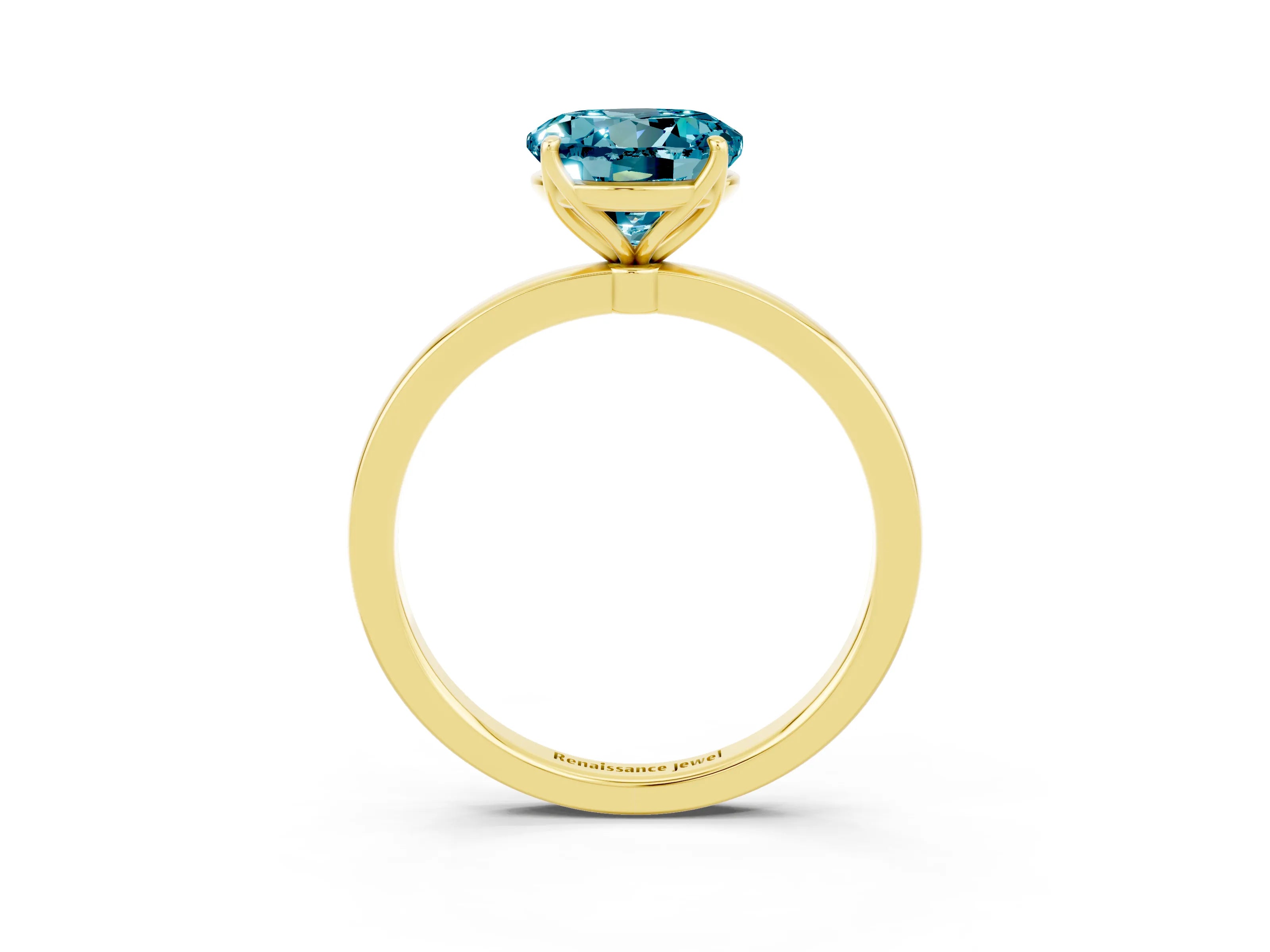 Yellow gold Round Cut Solitaire Diamond Ring with Thin Band and Four-Prong Setting_3