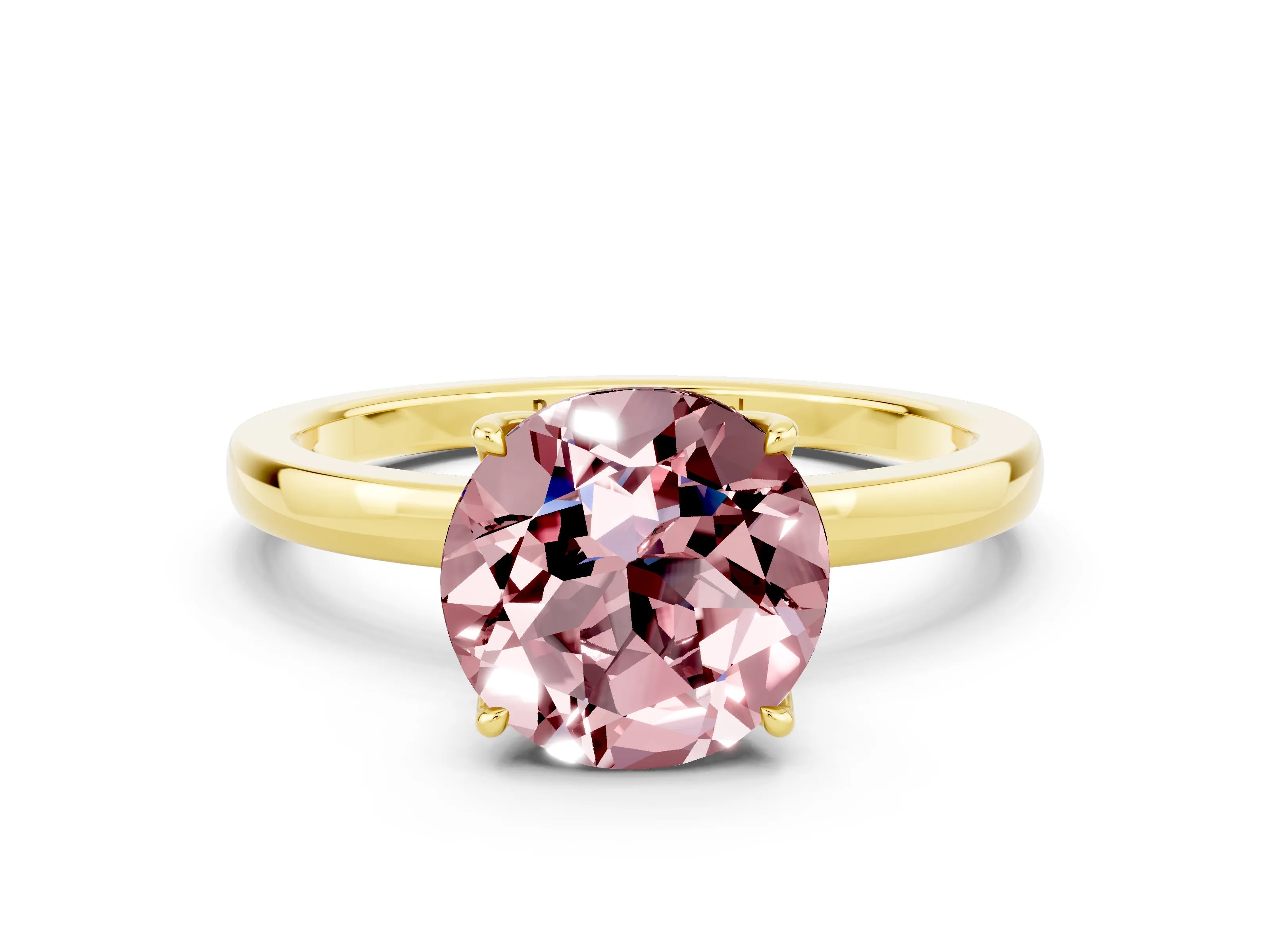 Yellow gold Round Cut Solitaire Diamond Ring with Thin Band and Four-Prong Setting