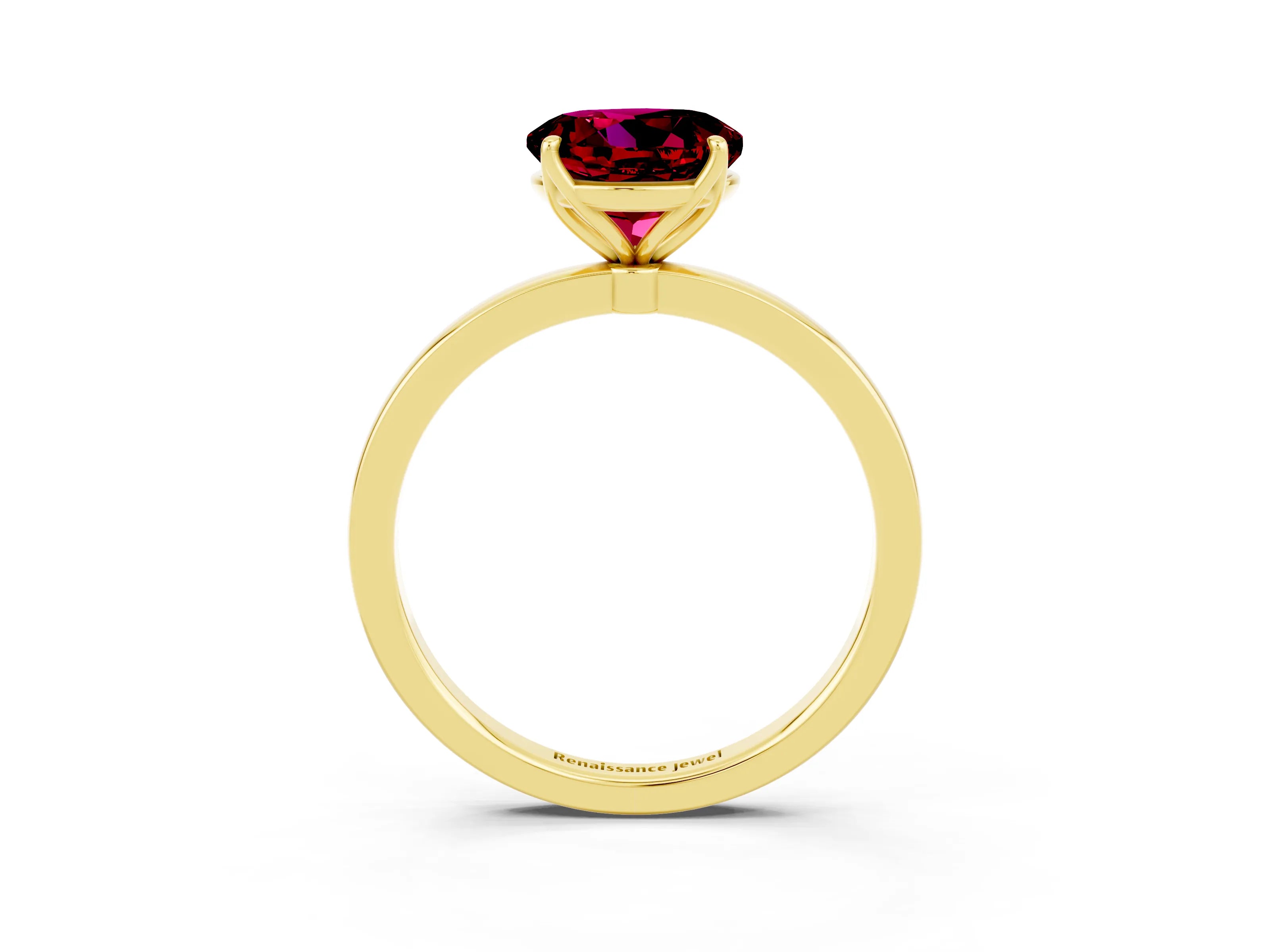 Yellow gold Round Cut Solitaire Diamond Ring with Thin Band and Four-Prong Setting_3