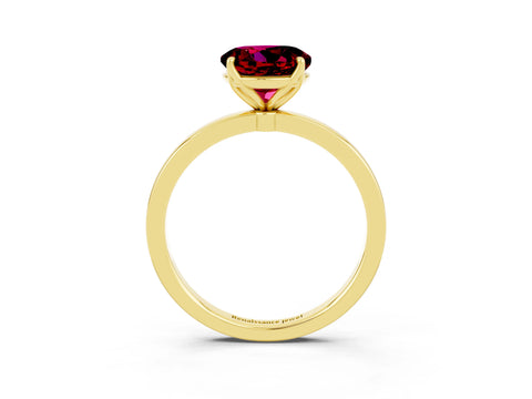 Yellow gold Round Cut Solitaire Diamond Ring with Thin Band and Four-Prong Setting_3