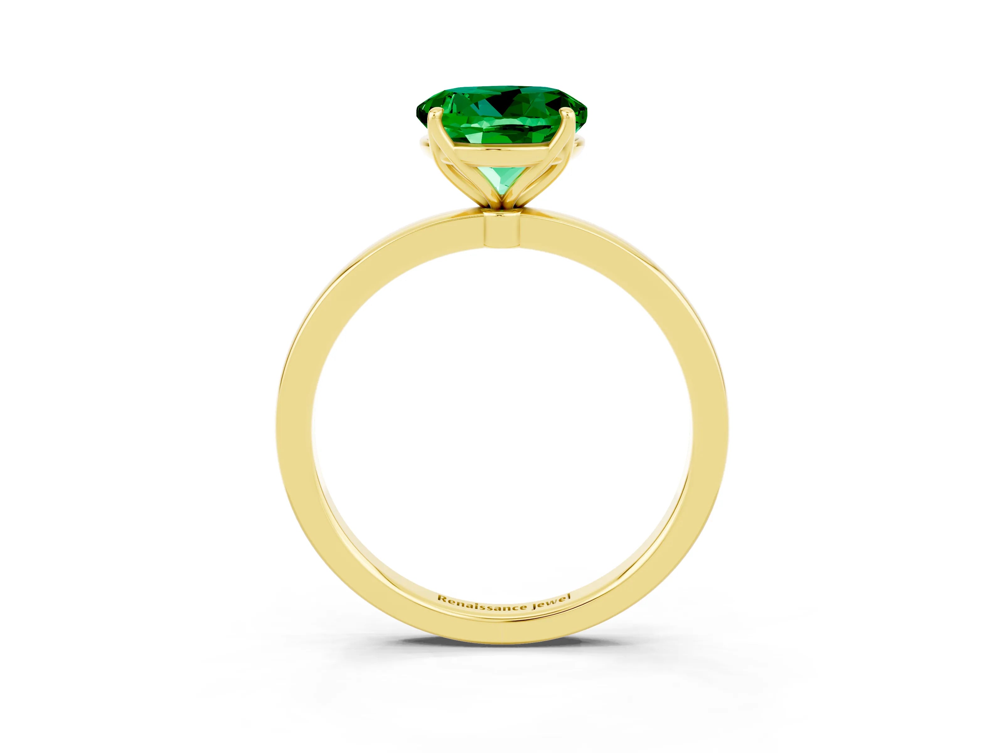 Yellow gold Round Cut Solitaire Diamond Ring with Thin Band and Four-Prong Setting_3