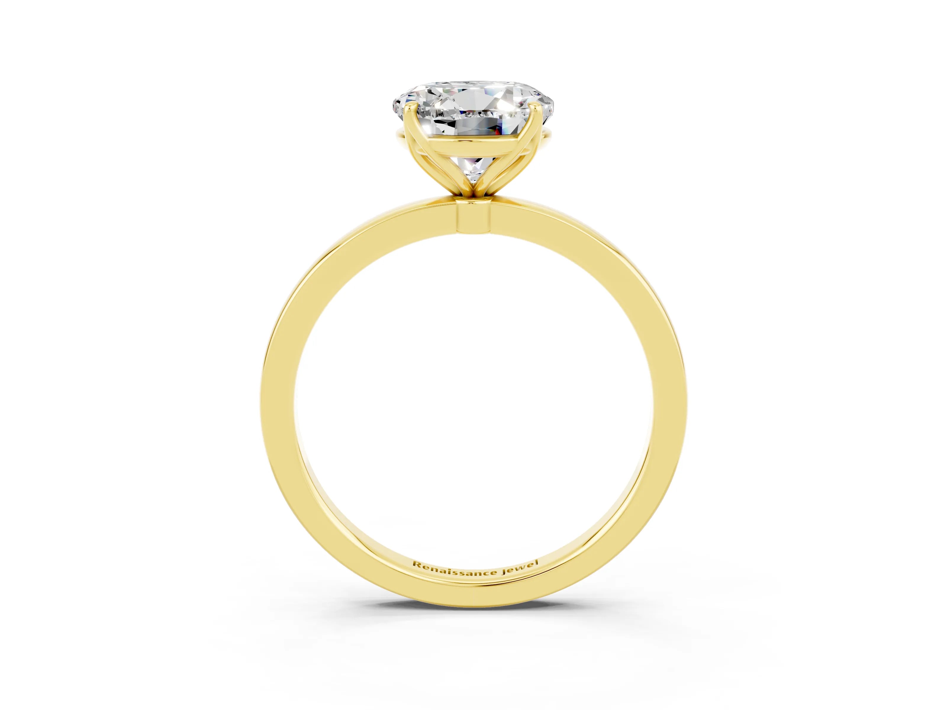 Yellow gold Round Cut Solitaire Diamond Ring with Thin Band and Four-Prong Setting_3
