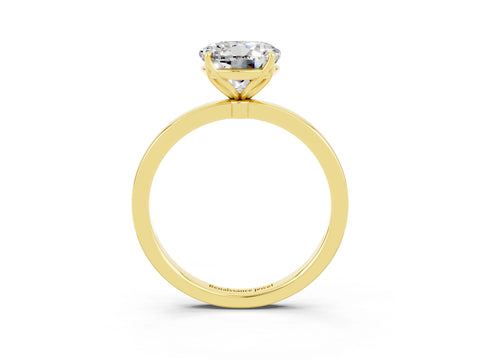Yellow gold Round Cut Solitaire Diamond Ring with Thin Band and Four-Prong Setting_3