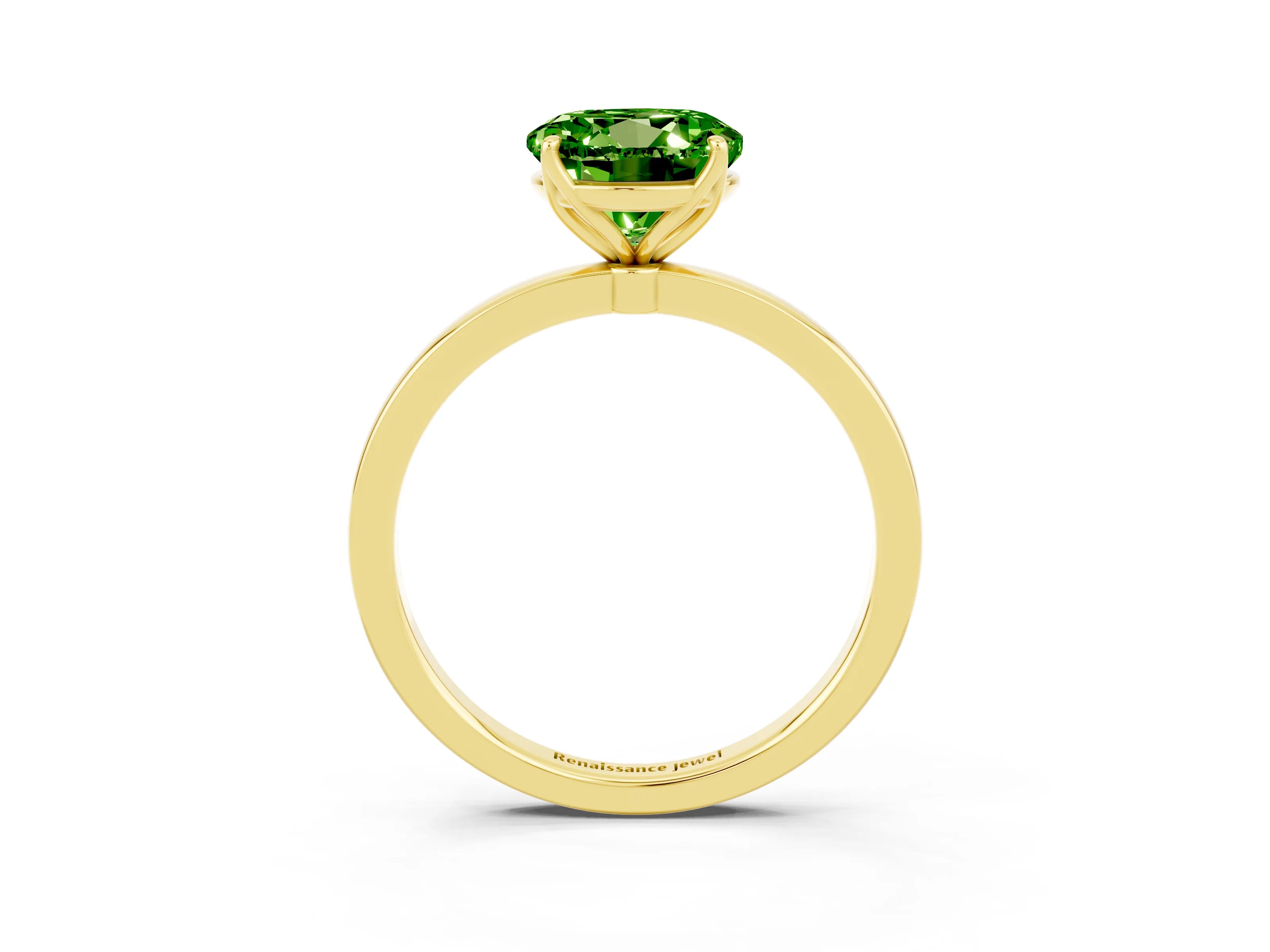 Yellow gold Round Cut Solitaire Diamond Ring with Thin Band and Four-Prong Setting_3