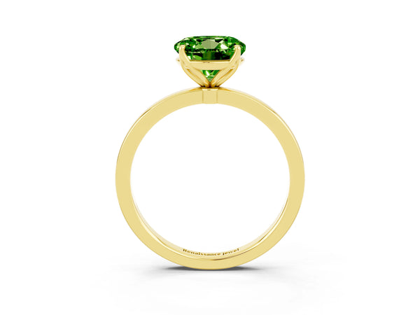 Yellow gold Round Cut Solitaire Diamond Ring with Thin Band and Four-Prong Setting