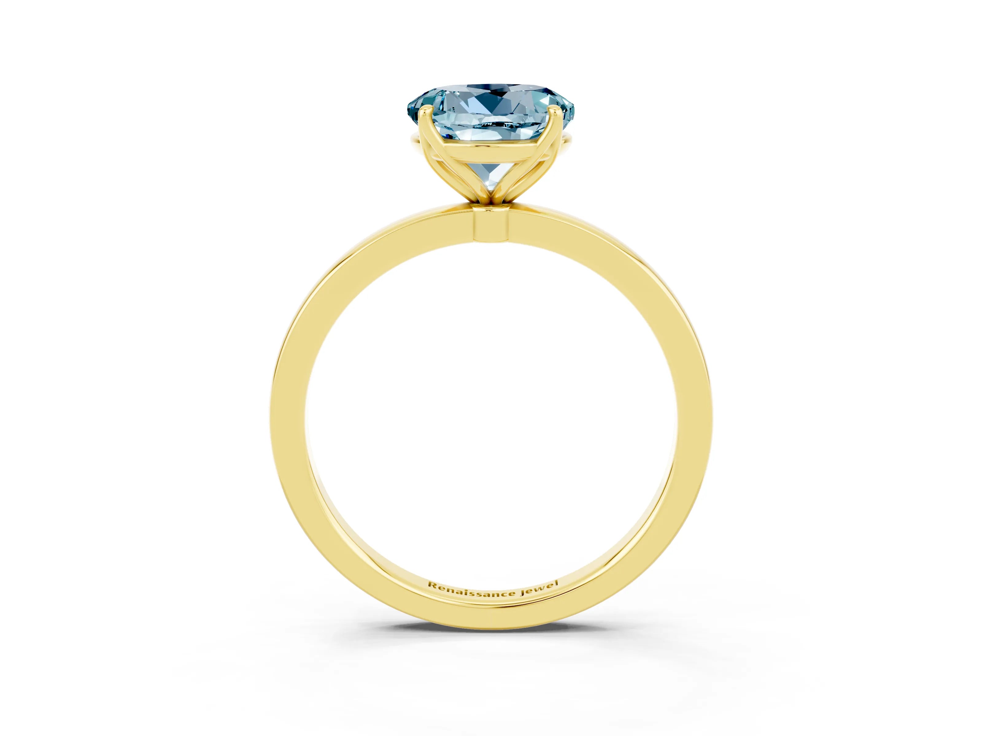 Yellow gold Round Cut Solitaire Diamond Ring with Thin Band and Four-Prong Setting_3