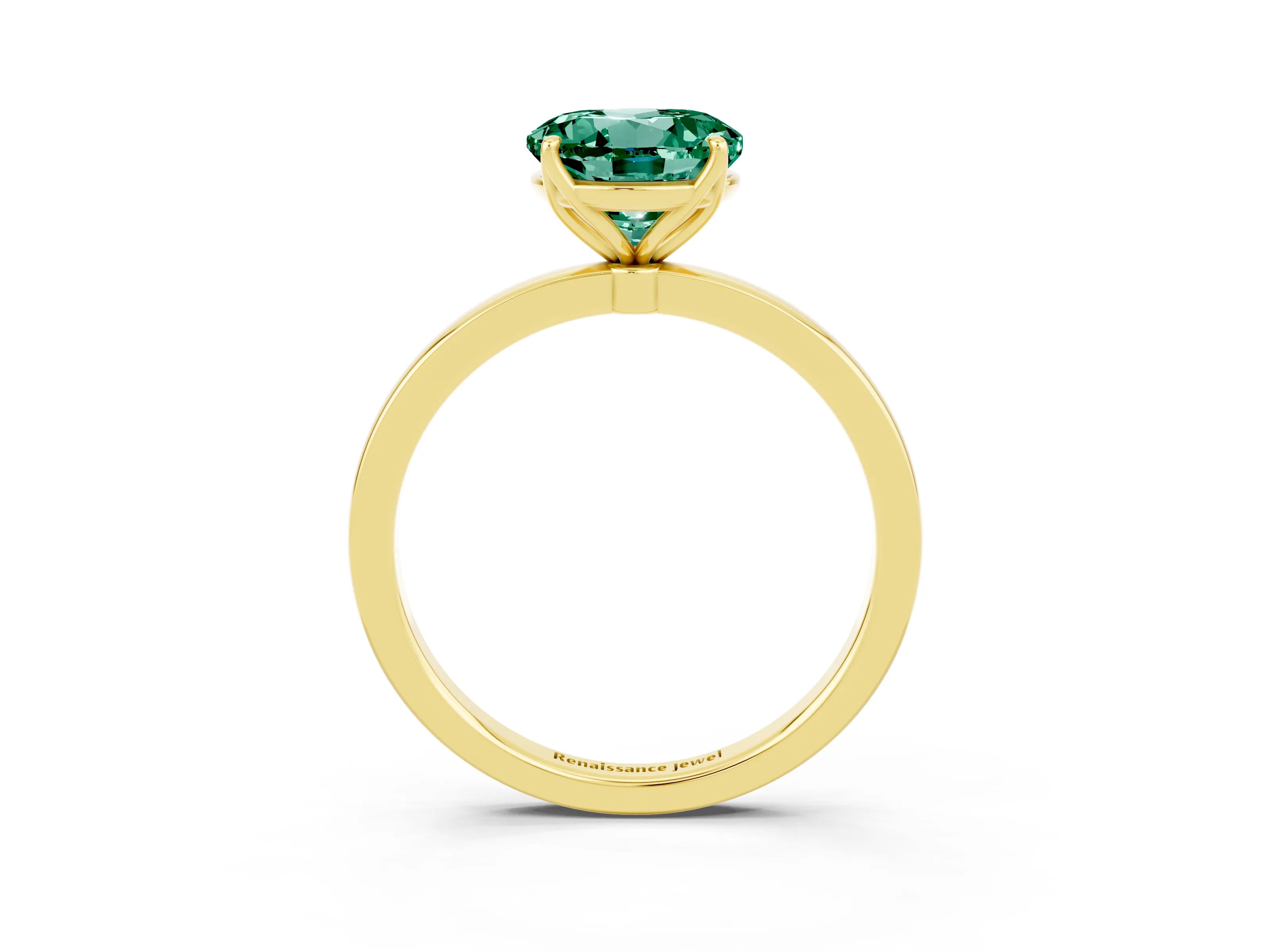 Yellow gold Round Cut Solitaire Diamond Ring with Thin Band and Four-Prong Setting_3