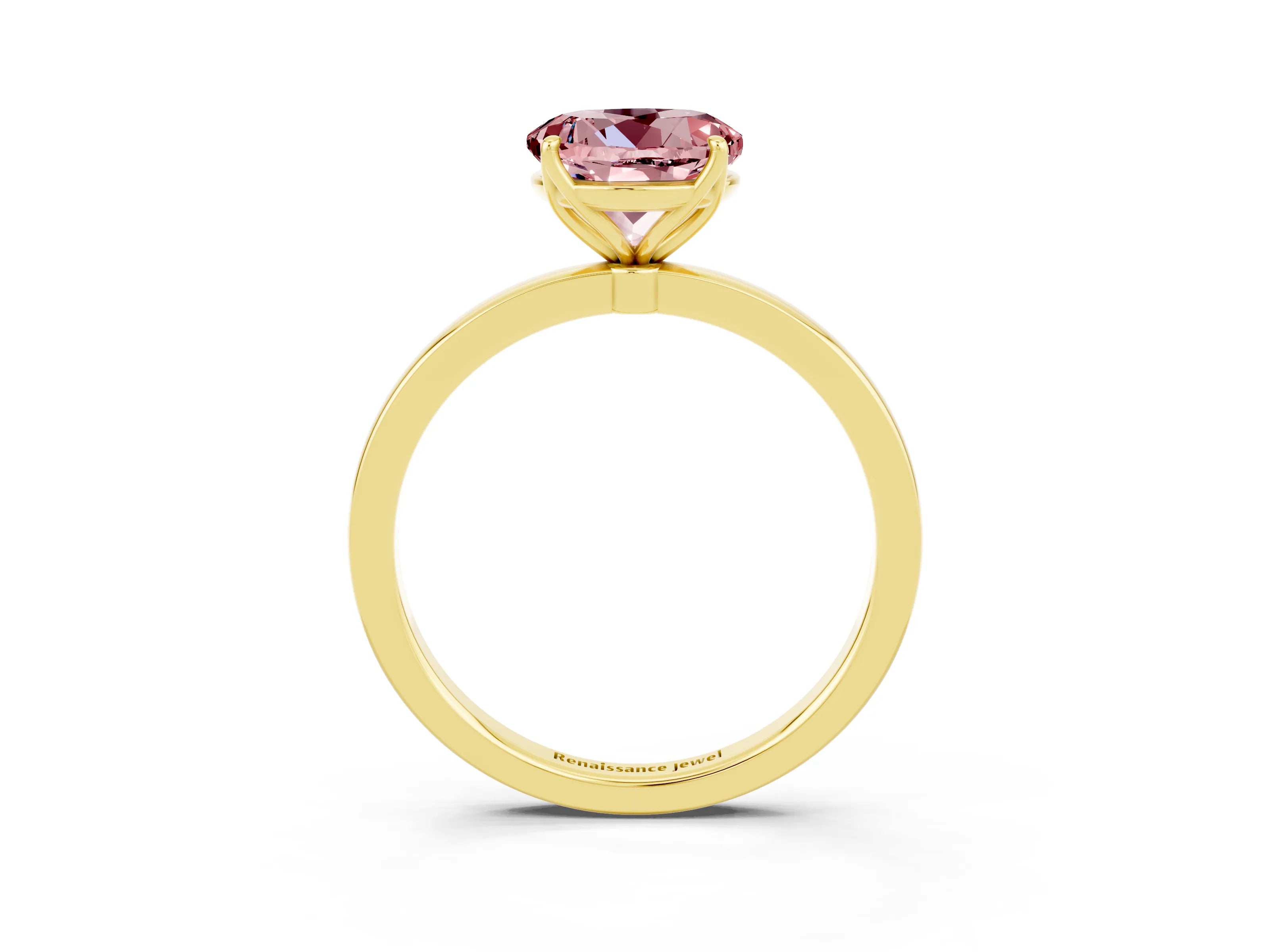 Yellow gold Round Cut Solitaire Diamond Ring with Thin Band and Four-Prong Setting_3