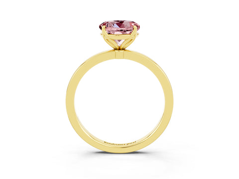 Yellow gold Round Cut Solitaire Diamond Ring with Thin Band and Four-Prong Setting_3