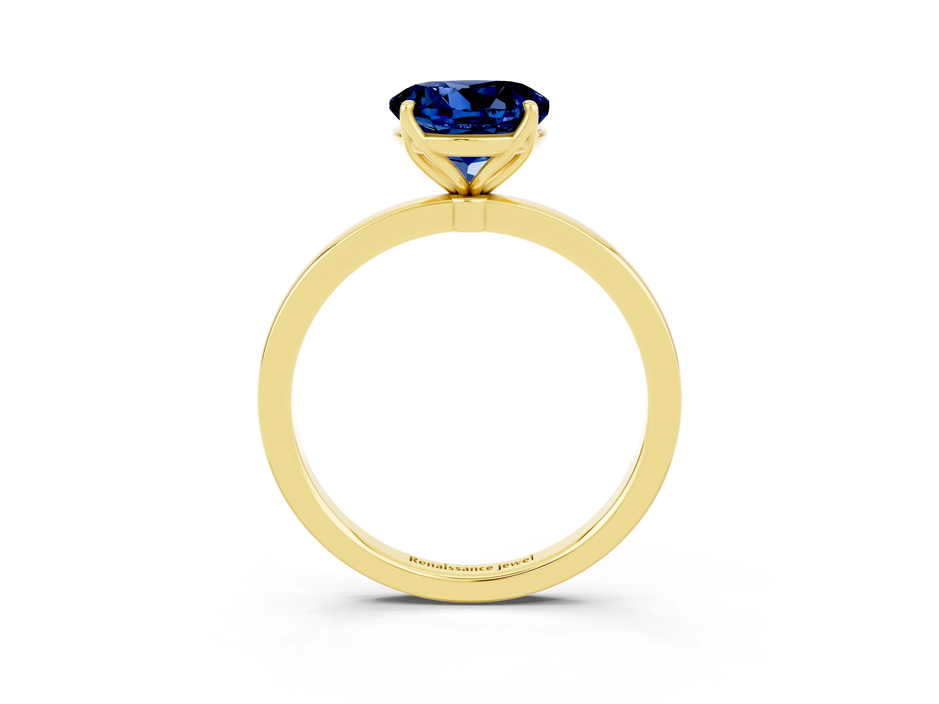 Yellow gold Round Cut Solitaire Diamond Ring with Thin Band and Four-Prong Setting_3