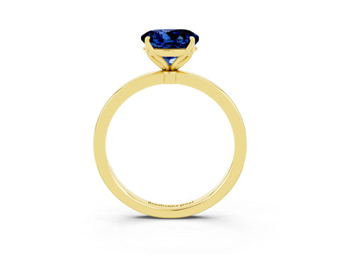 Yellow gold Round Cut Solitaire Diamond Ring with Thin Band and Four-Prong Setting_3