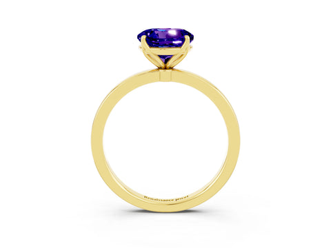 Yellow gold Round Cut Solitaire Diamond Ring with Thin Band and Four-Prong Setting_3