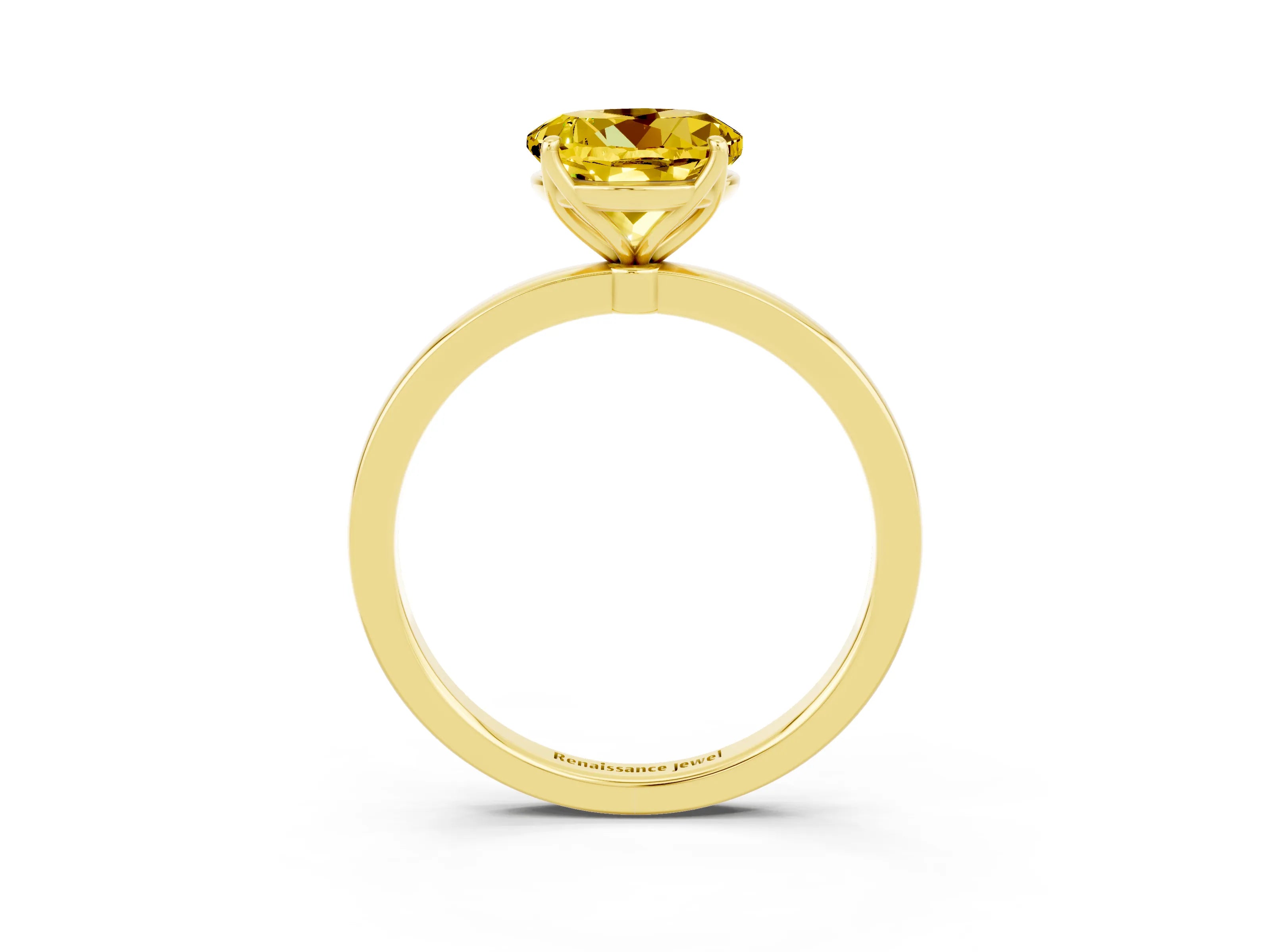 Yellow gold Round Cut Solitaire Diamond Ring with Thin Band and Four-Prong Setting_3