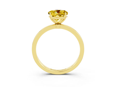 Yellow gold Round Cut Solitaire Diamond Ring with Thin Band and Four-Prong Setting_3