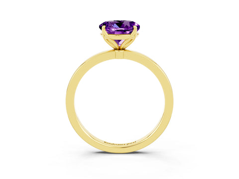 Yellow gold Round Cut Solitaire Diamond Ring with Thin Band and Four-Prong Setting_3