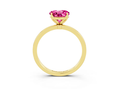 Yellow gold Round Cut Solitaire Diamond Ring with Thin Band and Four-Prong Setting_3