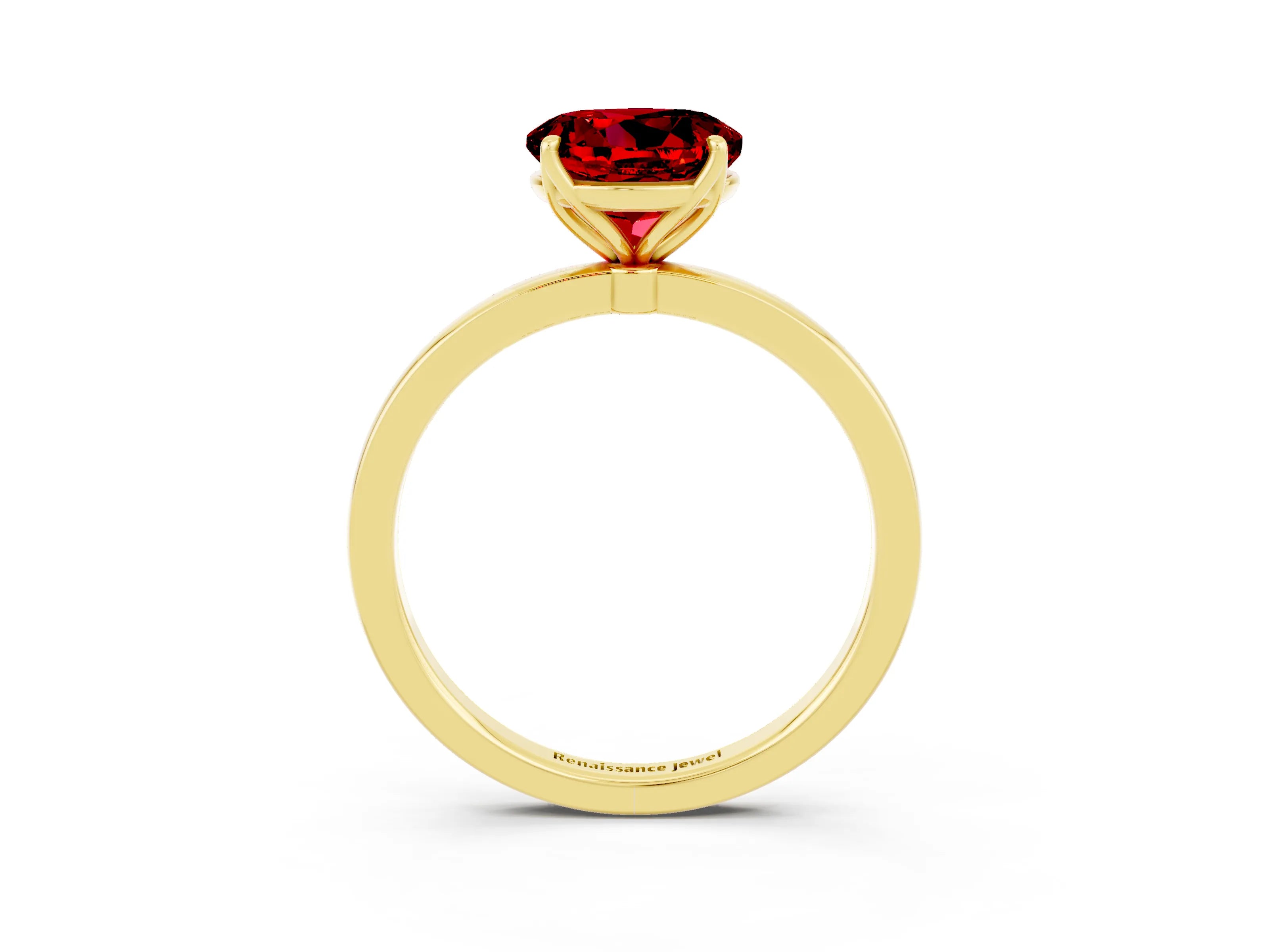 Yellow gold Round Cut Solitaire Diamond Ring with Thin Band and Four-Prong Setting_3
