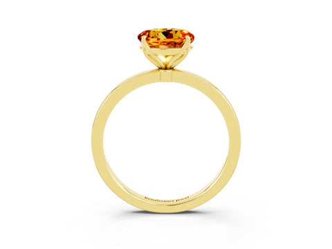 Yellow gold Round Cut Solitaire Diamond Ring with Thin Band and Four-Prong Setting_3