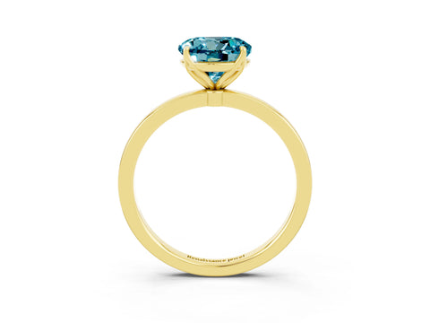 Yellow gold Round Cut Solitaire Diamond Ring with Thin Band and Four-Prong Setting_3