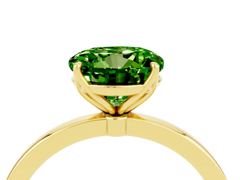 Yellow gold Round Cut Solitaire Diamond Ring with Thin Band and Four-Prong Setting_4