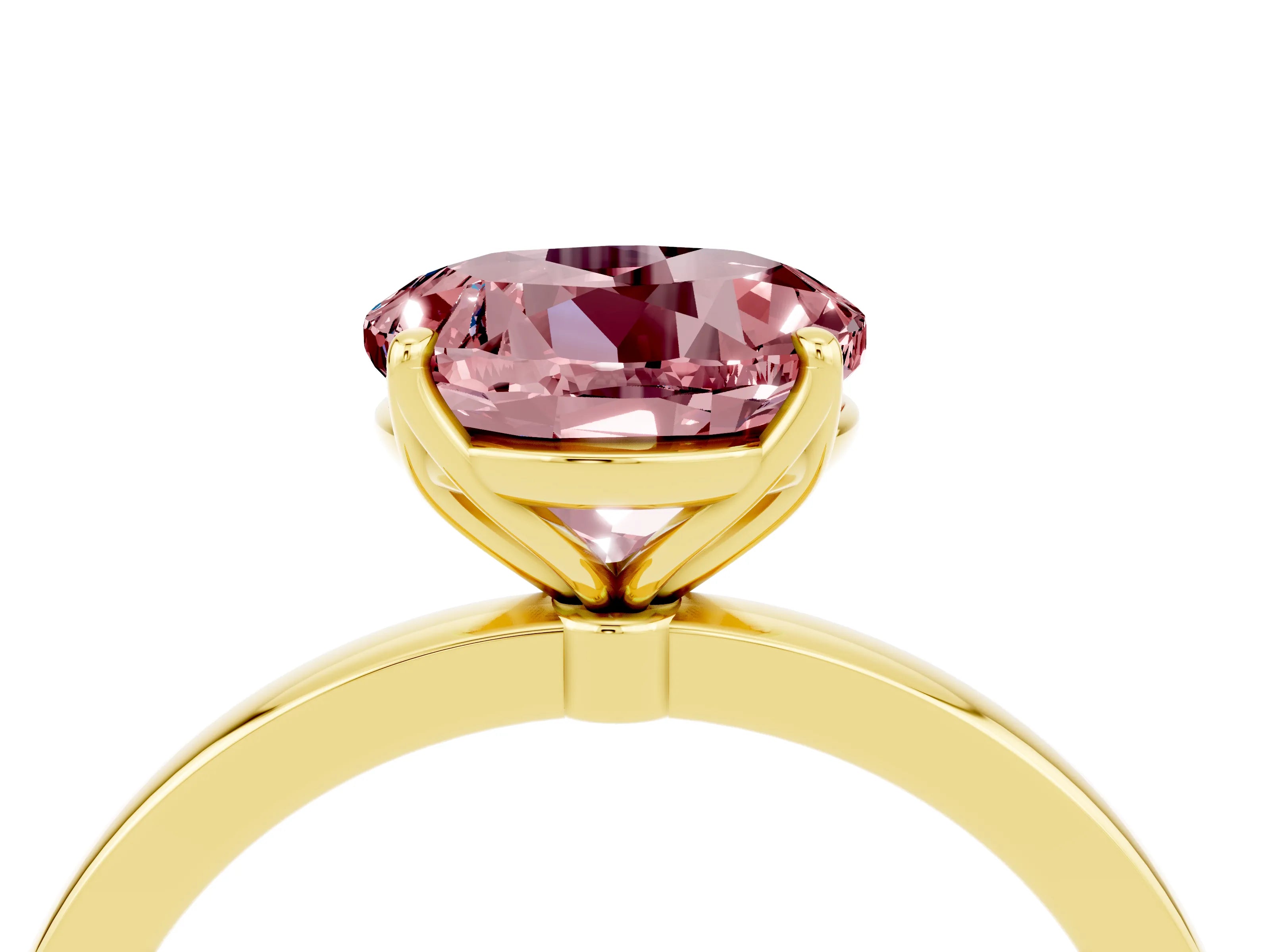 Yellow gold Round Cut Solitaire Diamond Ring with Thin Band and Four-Prong Setting_4