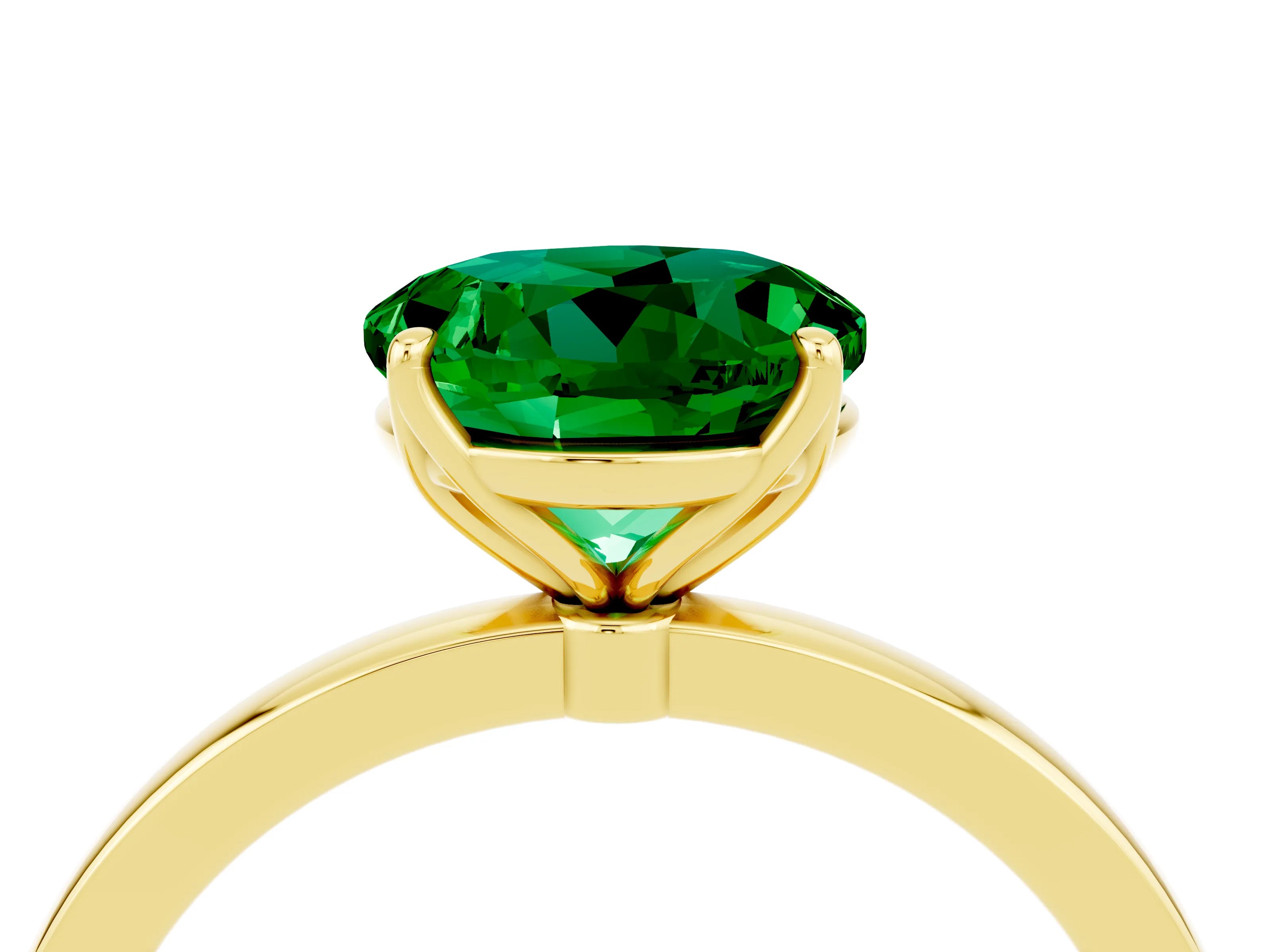 Yellow gold Round Cut Solitaire Diamond Ring with Thin Band and Four-Prong Setting_4