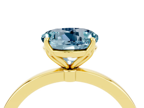 Yellow gold Round Cut Solitaire Diamond Ring with Thin Band and Four-Prong Setting_4