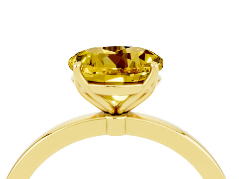Yellow gold Round Cut Solitaire Diamond Ring with Thin Band and Four-Prong Setting_4