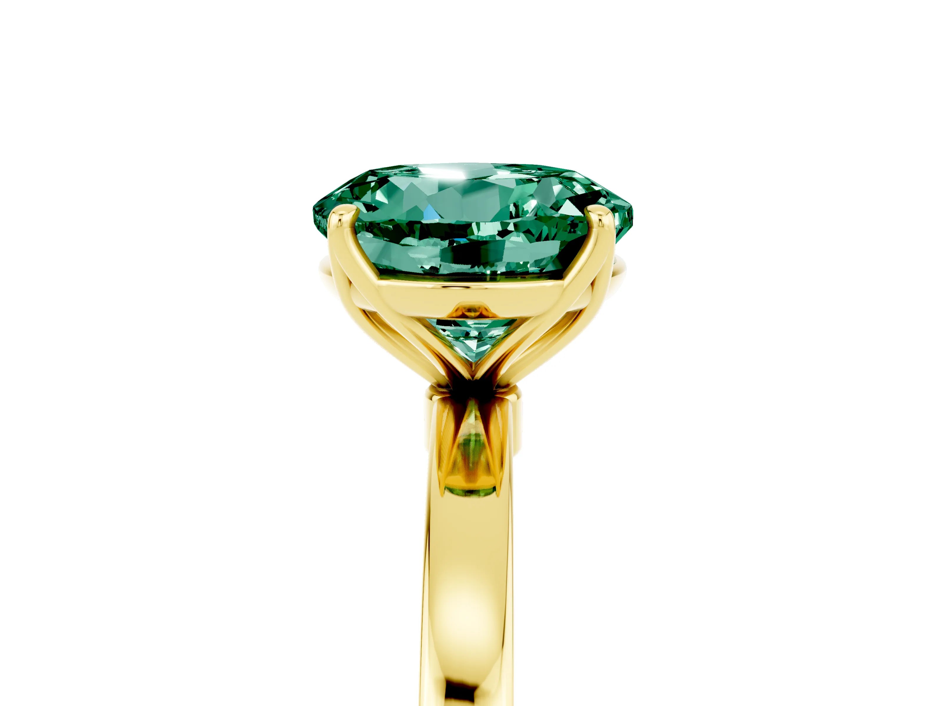 Yellow gold Round Cut Solitaire Diamond Ring with Thin Band and Four-Prong Setting_5