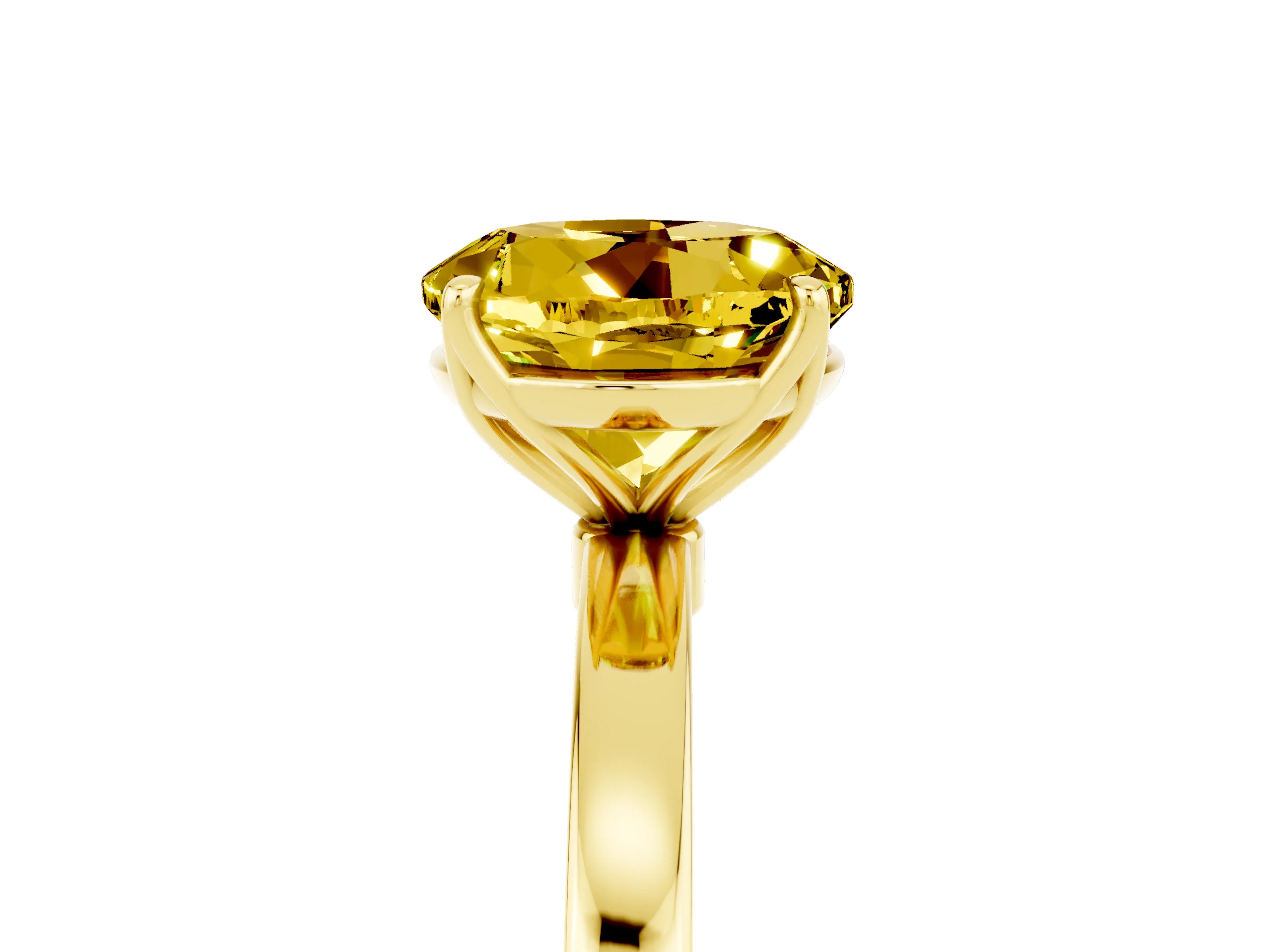 Yellow gold Round Cut Solitaire Diamond Ring with Thin Band and Four-Prong Setting_5