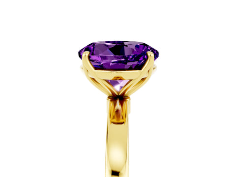 Yellow gold Round Cut Solitaire Diamond Ring with Thin Band and Four-Prong Setting_5