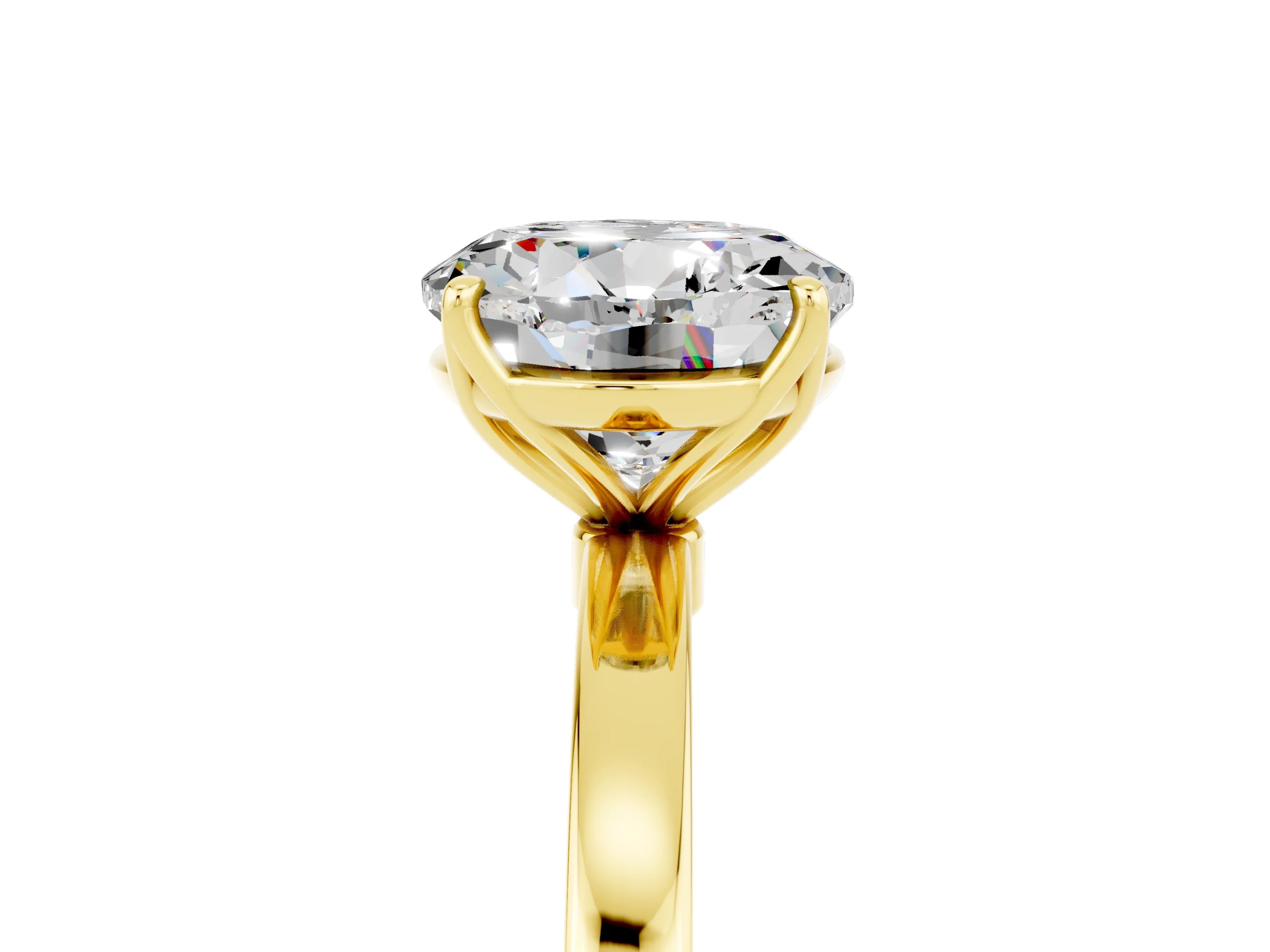 Yellow gold Round Cut Solitaire Diamond Ring with Thin Band and Four-Prong Setting_5