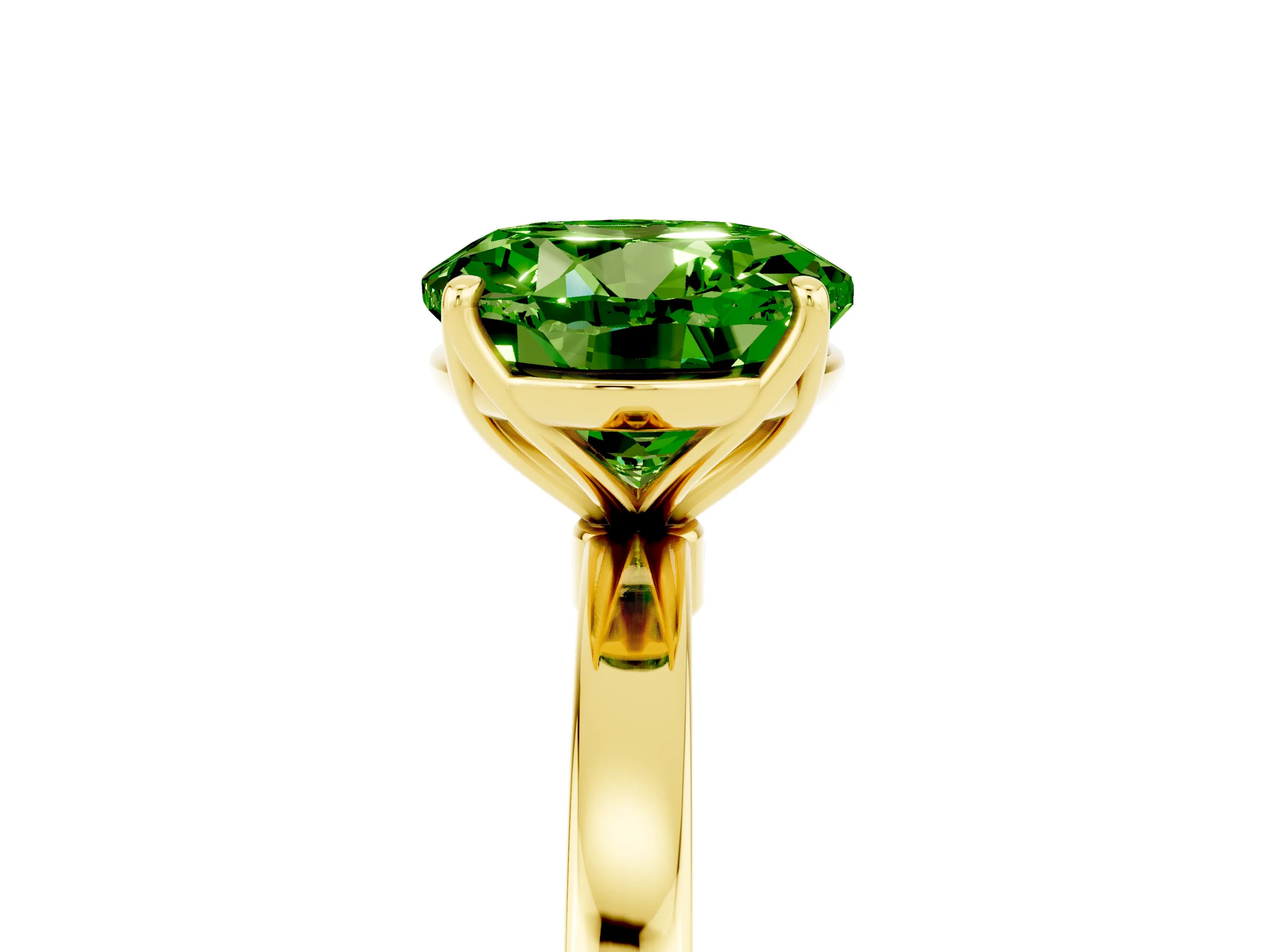 Yellow gold Round Cut Solitaire Diamond Ring with Thin Band and Four-Prong Setting_5