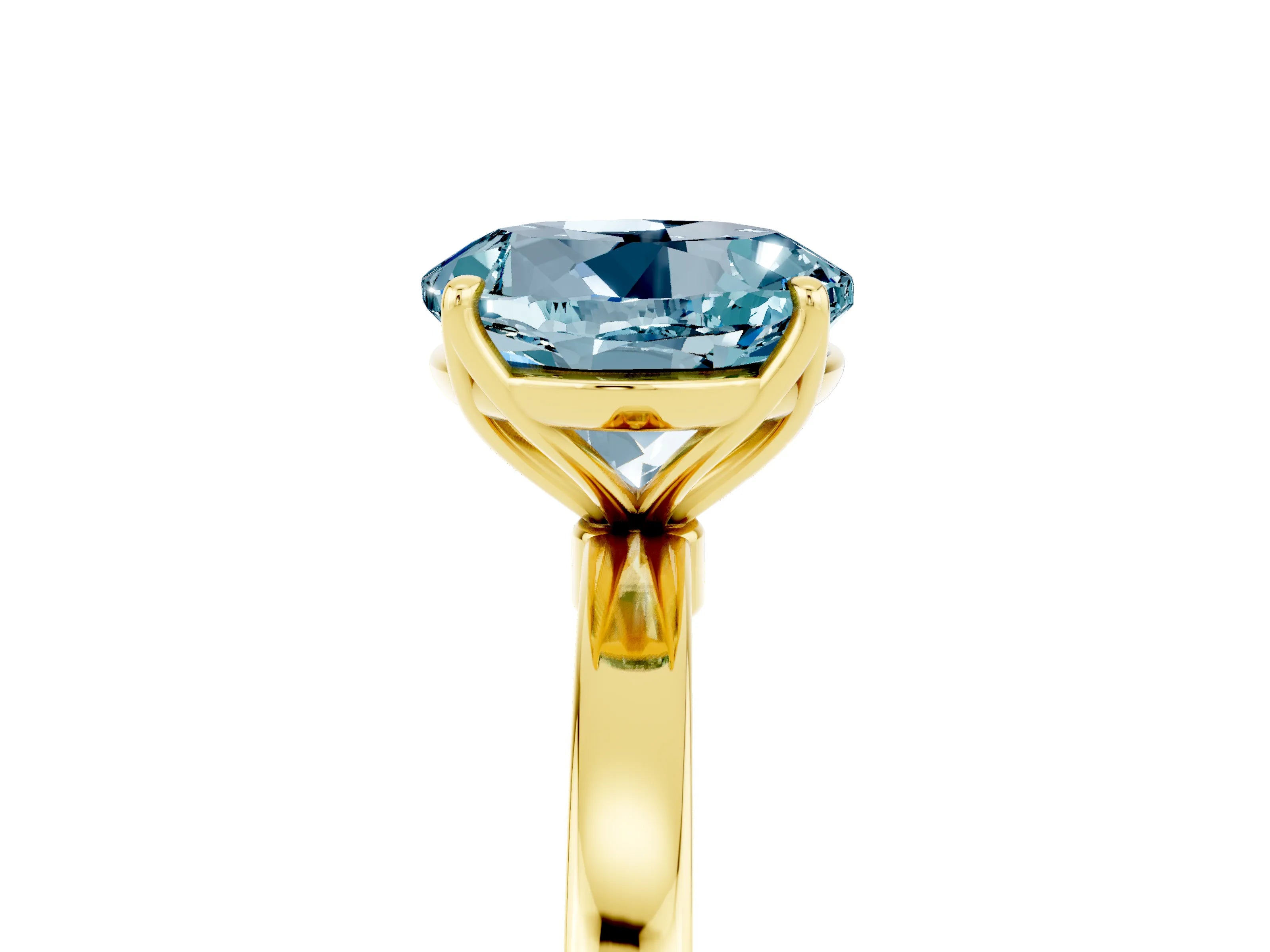 Yellow gold Round Cut Solitaire Diamond Ring with Thin Band and Four-Prong Setting_5