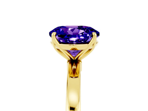 Yellow gold Round Cut Solitaire Diamond Ring with Thin Band and Four-Prong Setting_5