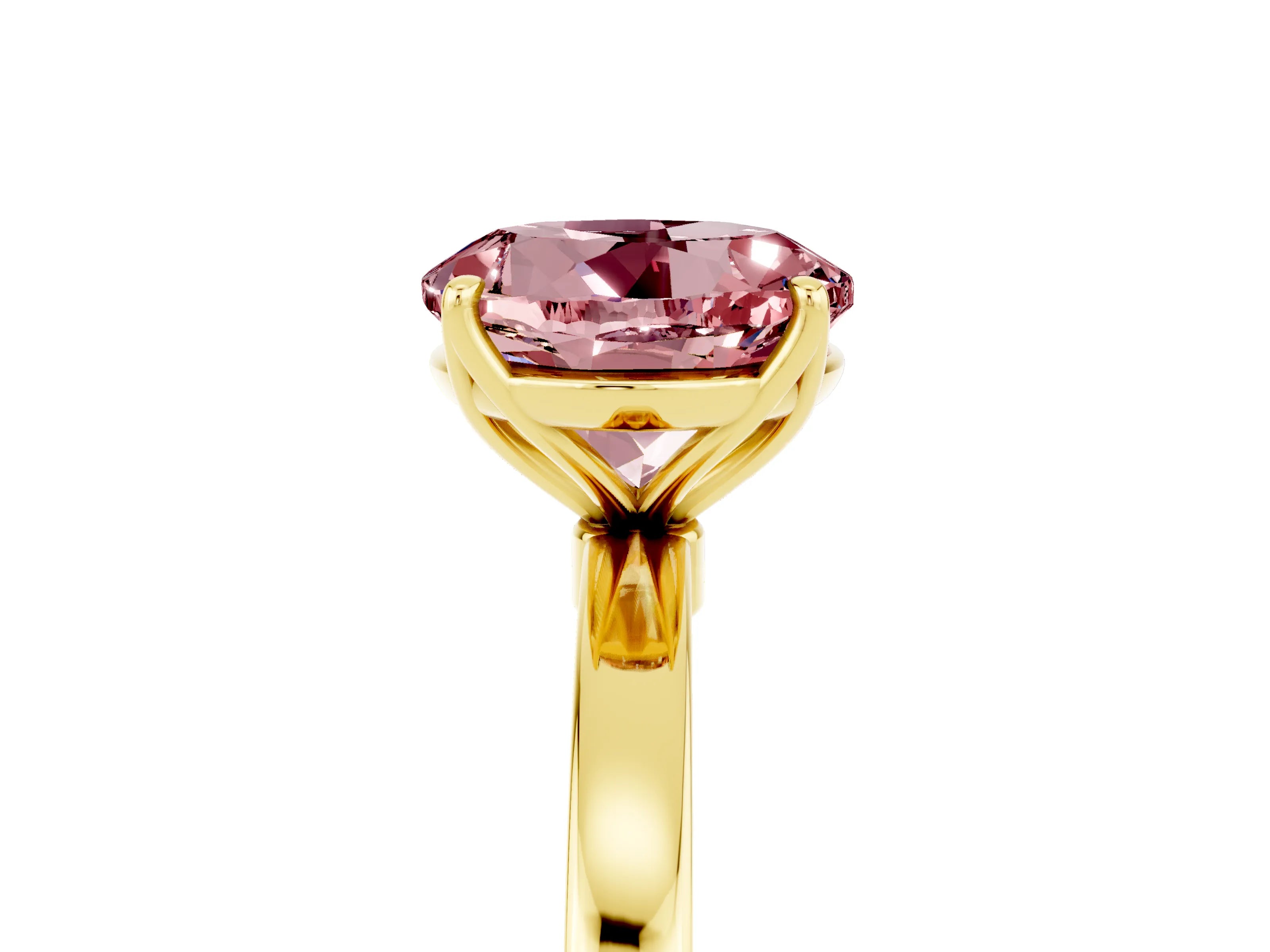 Yellow gold Round Cut Solitaire Diamond Ring with Thin Band and Four-Prong Setting_5