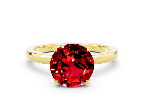 Yellow gold Round Cut Solitaire Diamond Ring with Thin Band and Four-Prong Setting