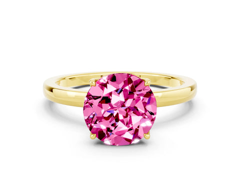 Yellow gold Round Cut Solitaire Diamond Ring with Thin Band and Four-Prong Setting
