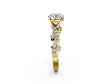 Yellow gold Round Cut Solitaire Diamond Twisted Band with Pave Setting_77