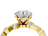 Yellow gold Round Cut Solitaire Diamond Twisted Band with Pave Setting_79