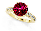 Yellow gold Round Cut Solitaire Diamond with Pavé Band and Four-Prong Setting_1