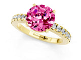 Yellow gold Round Cut Solitaire Diamond with Pavé Band and Four-Prong Setting_1