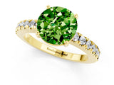 Yellow gold Round Cut Solitaire Diamond with Pavé Band and Four-Prong Setting_1