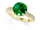 Yellow gold Round Cut Solitaire Diamond with Pavé Band and Four-Prong Setting_1