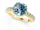 Yellow gold Round Cut Solitaire Diamond with Pavé Band and Four-Prong Setting_1