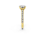Yellow gold Round Cut Solitaire Diamond with Pavé Band and Four-Prong Setting_2