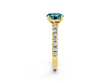 Yellow gold Round Cut Solitaire Diamond with Pavé Band and Four-Prong Setting_2