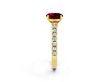 Yellow gold Round Cut Solitaire Diamond with Pavé Band and Four-Prong Setting_2